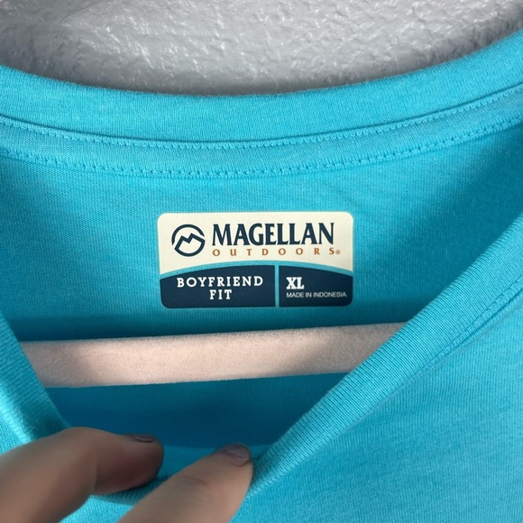 NWT Magellan WOMENS XL long Sleeve Boyfriend Fit Outdoors Top Shirt Blue Pull On - Picture 6 of 8